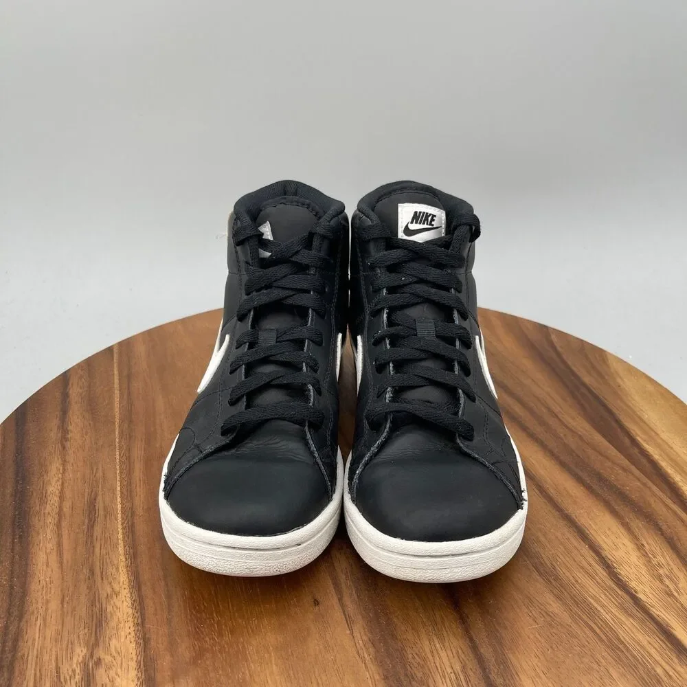 Nike Court Royale 2 Mid Shoes Womens Size 8.5 Black Leather Casual Sneakers